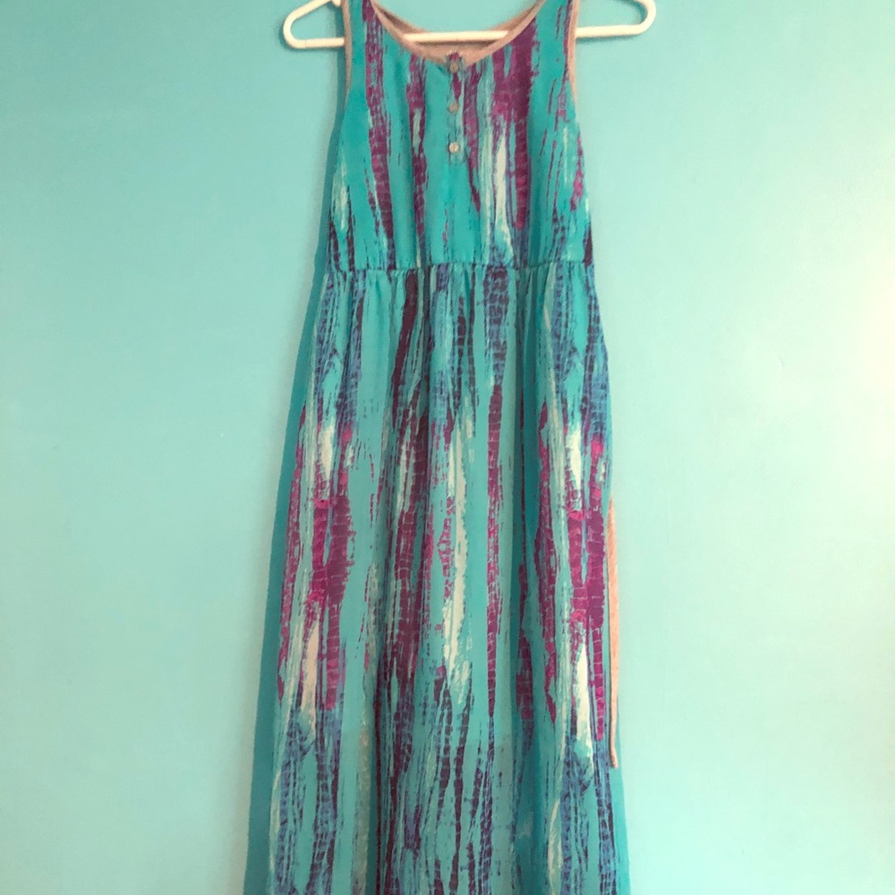 Turquoise & Purple Patterned Maxi Dress